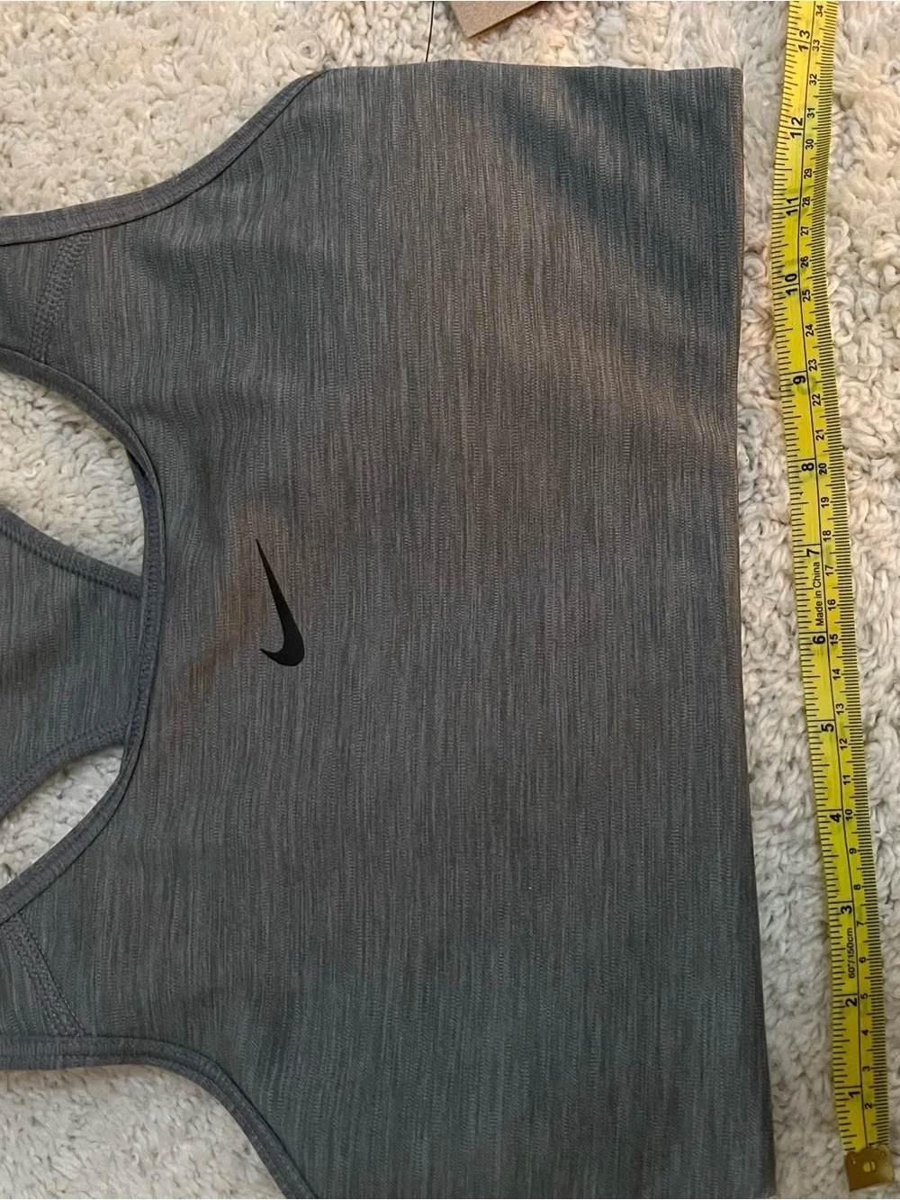 Nike Heather Gray Racerback Sports Bra with Black Swoosh